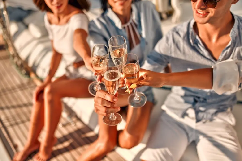 company celebrating with glasses of champaign