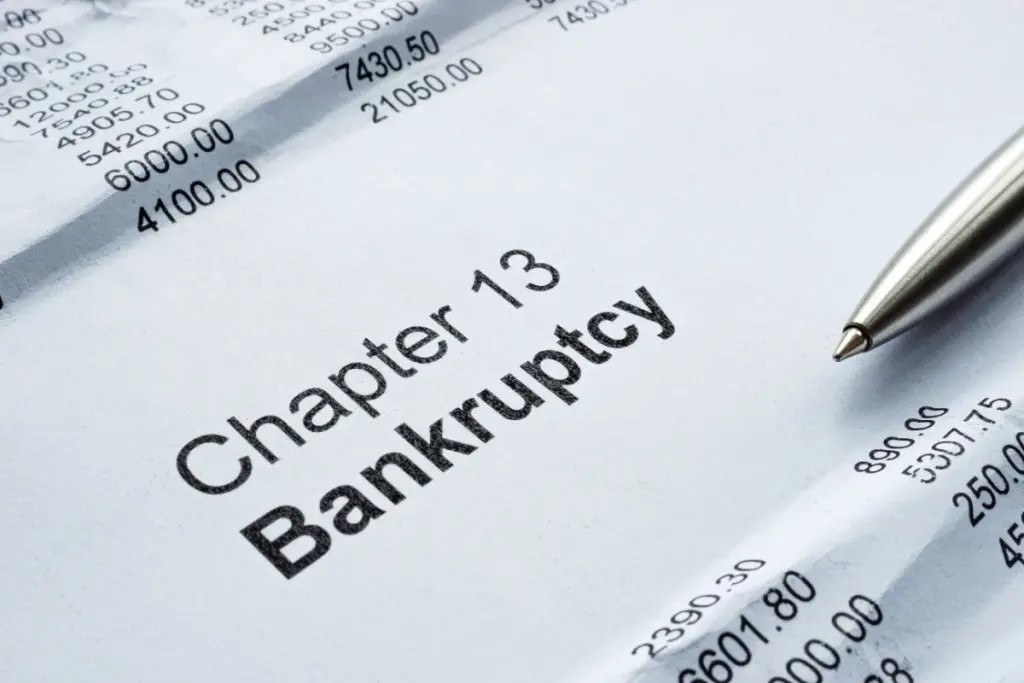 paper with printed sing "chapter 13 Bankruptcy"