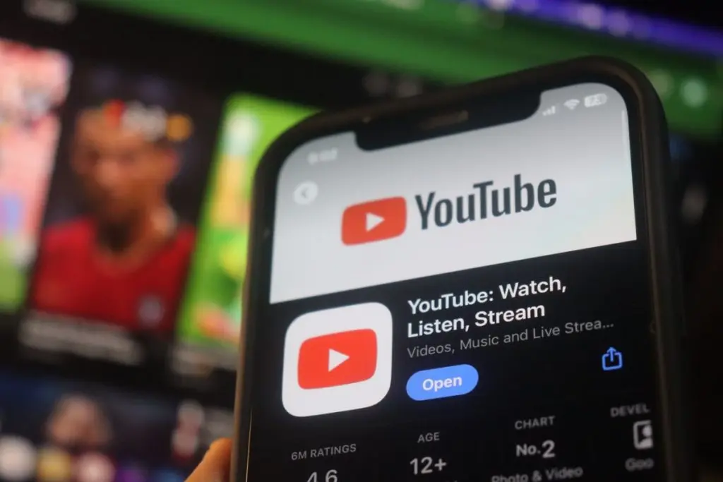 youtube app on the smartphone screen