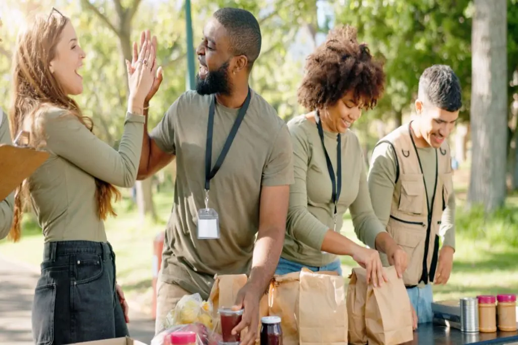 Volunteers celebrating a job well done