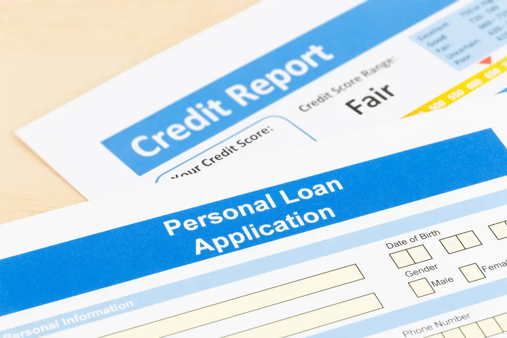 Credit report and application papers.
