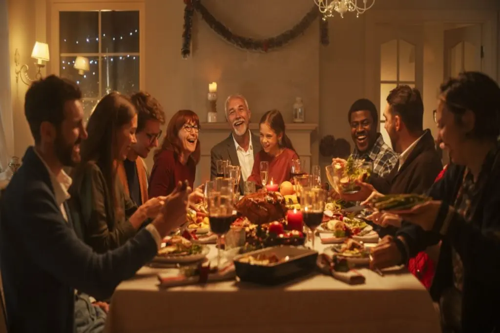 family having dinner