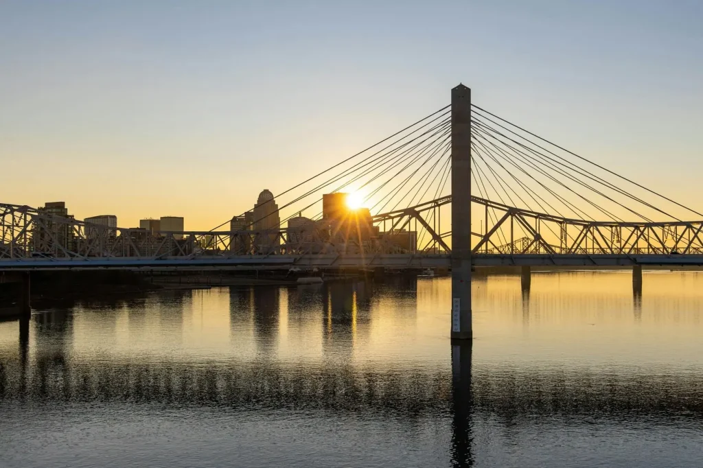 sunrise near bridge in Kentucky